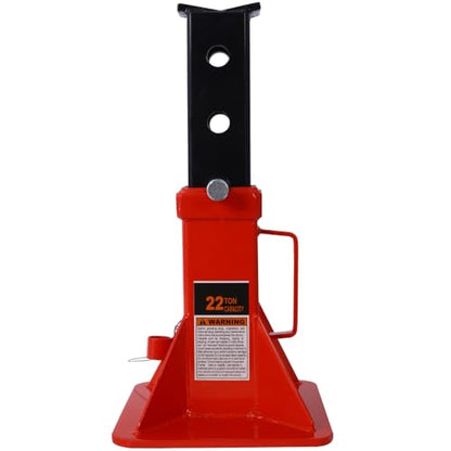 22-Ton Heavy-Duty Jack Stands, Adjustable Steel Support with Locking Pin, Professional Automotive Stand for Trucks, SUVs, and Vehicles, 44,000 lbs Capacity, 1 Pair (Red + Steel) - color: Red + Steel