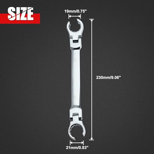 Flex Head Flare Nut Wrench 19 * 21mm Wrench Flexible Flare Nut Line Wrench Metric Flare Nut Wrench Set Metric Flare Tool Flex Tools 40Cr for Automotive Repairs Plumbing Repairs - style: 19*21mm