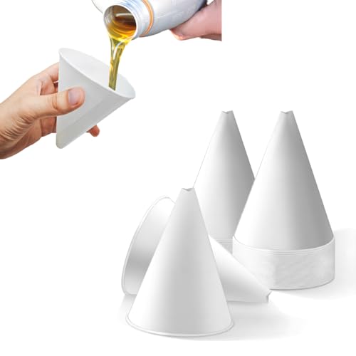 DXNQ 60PCS Disposable Engine Oil Funnels, Paper Cone Funnel Motor Oil Funnel Dispensers for Oil Change, Automotive Use No Spill Disposable Paper Funnels for Water Coolant Gas - color: 60 PCS