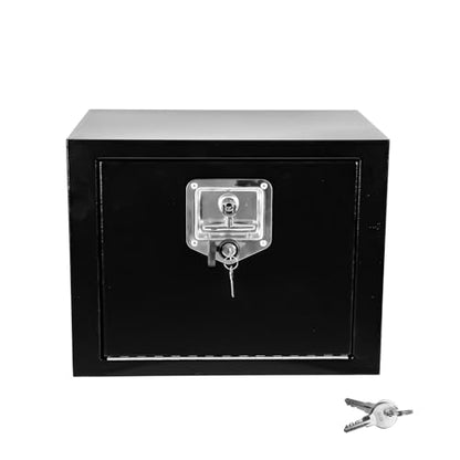 Heavy Duty Steel Plated Underbody Truck Tool Box with T-Handle Lock, Waterproof Tongue Box for Storage with Smooth Surface for Truck, Pickup, RV, Trailer - Black, 18" x 18" x 18" Inch - size: 18" x 18" x 18"