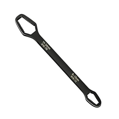 Universal Double Ended Wrench, 8-24mm Metric & SAE Self Adjusting Universal Car Torx Wrench, All in One Wrenches Set for Bike Car and Home Repair (Black) - color: Black