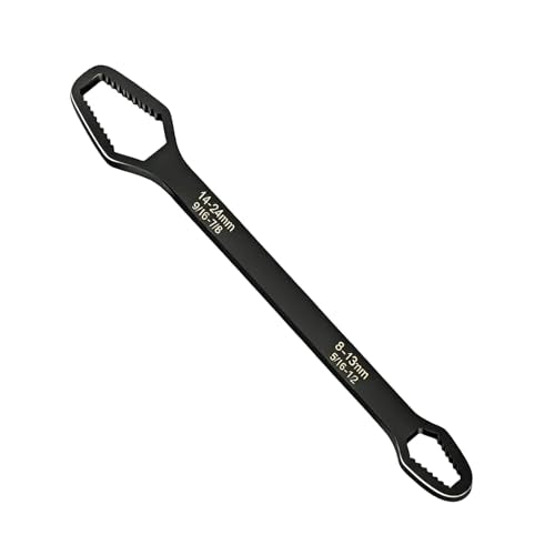 Universal Double Ended Wrench, 8-24mm Metric & SAE Self Adjusting Universal Car Torx Wrench, All in One Wrenches Set for Bike Car and Home Repair (Black) - color: Black