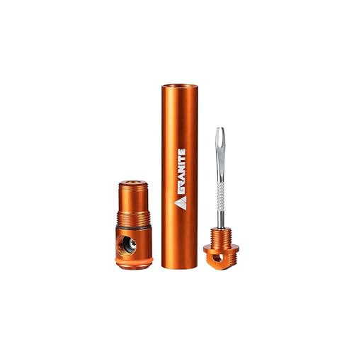 Granite Suture Aero Tire Plug Kit with Integrated CO2 Inflator, Tubeless Tire Repair Kit with 2 Size Plugs, CO2 Tire Inflator Works with Presta Valve - color: Orange