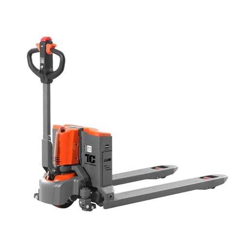 Tory Carrier Full Electric Power Pallet Jack Truck 3300lb Cap. 48" x 27" Fork Size, Lithium Battery Motorized Trucks Lift for Material Handling - color: Orange-3300lbs