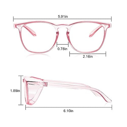 Stylish Safety Glasses Goggles for Women Girls Anti-fog Glasses Protective Eyewear Clear Glasses - color: Blue +Pink