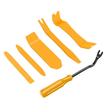 GOOACC 6PCS Auto Trim Removal Tool Kit No-Scratch Tool Kit for Car Audio Dash Panel Window Molding Fastener Remover Tool Kit-Yellow - color: Yellow, size: 6PCS Trim Removal
