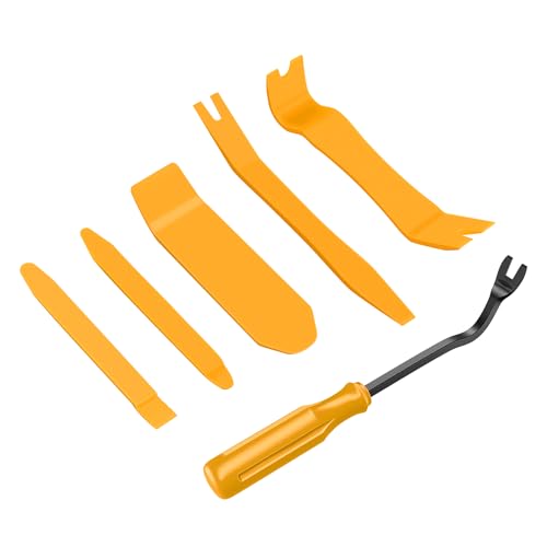 GOOACC 6PCS Auto Trim Removal Tool Kit No-Scratch | Removal Tool Kit for Car Audio Dash Panel Window Molding Fastener Remover Tool Kit-Yellow - color: Yellow, size: 6PCS Trim Removal