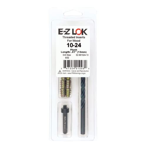 E-Z Hex Thread Repair Kit for Soft Wood Flush Threaded Inserts 10-24 x 13mm, Drill, Installation Tool - size: 10-24 x 13mm (EZ-801024-13), style: Flush