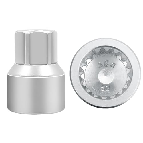 ABC-53 17Pt Outer Ring 4mm Wheel Locking Nut Key for Porsche VW | Wheel Lock Nut Socket Adapter, Anti-Theft Lug Nut Removal Tool, Anti-Theft Screw Remover, Repair Tool, Tyre Fitting, garage - color: ABC-53 Outer ring thickness: 4mm