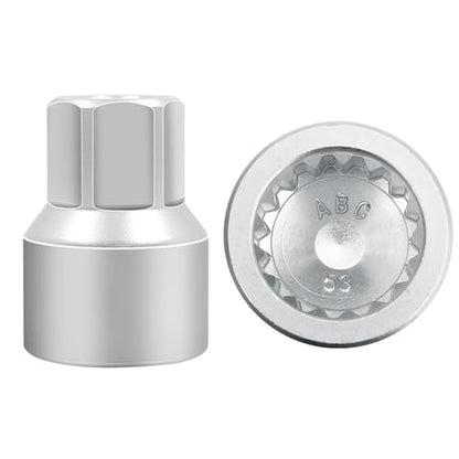 ABC-53 17Pt Outer Ring 4mm Wheel Locking Nut Key for Porsche VW | Wheel Lock Nut Socket Adapter, Anti-Theft Lug Nut Removal Tool, Anti-Theft Screw Remover, Repair Tool, Tyre Fitting, garage - color: ABC-53 Outer ring thickness: 4mm