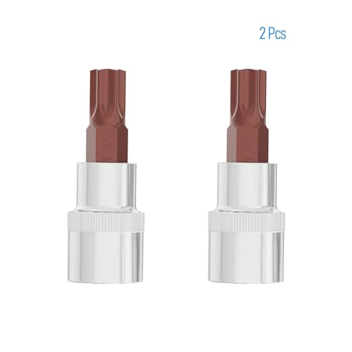 2PCS 3/8" Drive T45 Torx Bit Socket, S2 Steel Bits, Heat Treated CR-V Steel Star Sockets 1.9" Length - size: T45