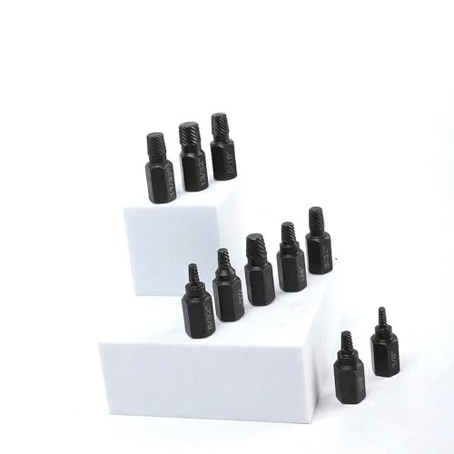 10 Pcs Screw Extractor Set, Alloy Steel Damaged & Stripped Screw Remover, Bolt Extractor Kit for Home and Professional Use - color: Black