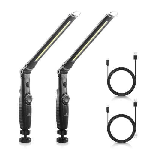 Dr. Prepare LED Work Light, 700 Lumens Foldable Rechargeable Work Light, 3200mAh Cordless Portable Magnetic COB LED Inspection Light for Car Repair, Home, Garage, Emergency, 2 Pack - color: Foldable 2 Pack