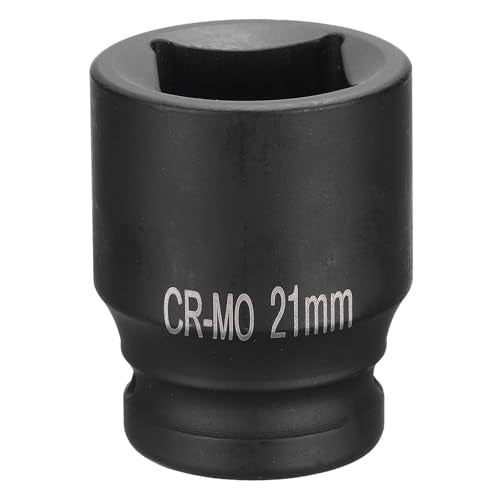 HARFINGTON 4 Point Square Socket 1/2" Drive 21mm Metric Square Impact Socket CR-MO Blackening Standard Wheel Sockets Pneumatic Socket Tool for Auto Repair Mechanical Maintenance Home Use - size: 21mm