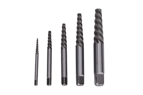 Century Drill & Tool 73415 Spiral Flute Screw Extractor Set, #1 - #5, Heat-Treated Steel, Superior Grip for Easy Extraction of Broken Screws and Bolts - size: 5-piece Spiral Flute