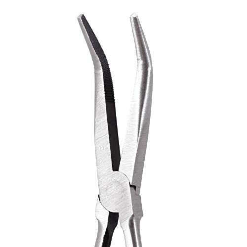 SPEEDWOX Long Reach 45 Degree Needle Nose Pliers 11 Inches Bent Long Nose Pliers Serrated Jaws - style: 45°