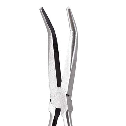 SPEEDWOX Long Reach 45 Degree Needle Nose Pliers 11 Inches Bent Long Nose Pliers Serrated Jaws - style: 45°