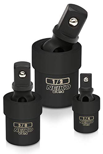 NEIKO 02486A Impact Universal Joint-Socket Swivel Set, Socket Extension Set Made From Cr-Mo with Included 1/4-, 3/8-, and 1/2-Inch Sockets, Set of 3 - size: 3 Piece, style: Swivel Joint