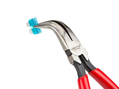 TEKTON 6 Inch 70-Degree Long Nose Pliers | PGF10406 - color: Serrated Jaw, size: 6 Inch 70-Degree Bent