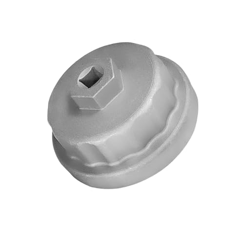 HZEL Car 64mm 14 Flutes Oil Filter Wrench, Aluminum Alloy 4 Slots Cap Style Oil Filter Socket Removal Tool Replacement, Compatible with ES300h GS350 GS460 IS F Avation Venza (White) - color: White, size: 4 Slots