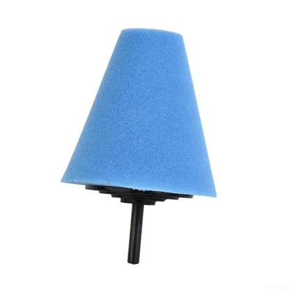 Blue Cone Shaped Polishing Sponge Pad for Car Wheels - Tapered Foam Buffer Attachment Drill Accessory Auto Detailing Kit 72mm