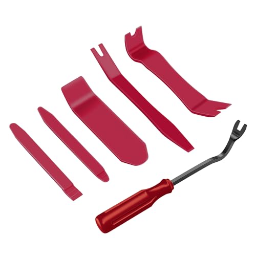 GOOACC 6PCS Auto Trim Removal Tool Kit No-Scratch | Removal Tool Kit for Car Audio Dash Panel Window Molding Fastener Remover Tool Kit-Red - color: Red, size: 6PCS Trim Removal