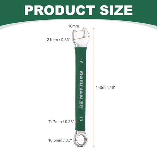 HARFINGTON 10mm Metric Combination Wrench 10 Degree Offset 12 Point Cr-V Steel Single Open End Spanner Wrenches for Automotive Repair Furniture Assembly - size: 10mm