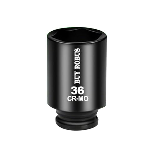 36mm Socket 1/2 Drive Deep Impact SAE Socket, 6 Point CR-MO for Easy Removal of Axle Nut - size: 36mm socket