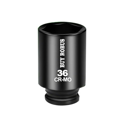 36mm Socket 1/2 Drive Deep Impact SAE Socket, 6 Point CR-MO for Easy Removal of Axle Nut - size: 36mm socket