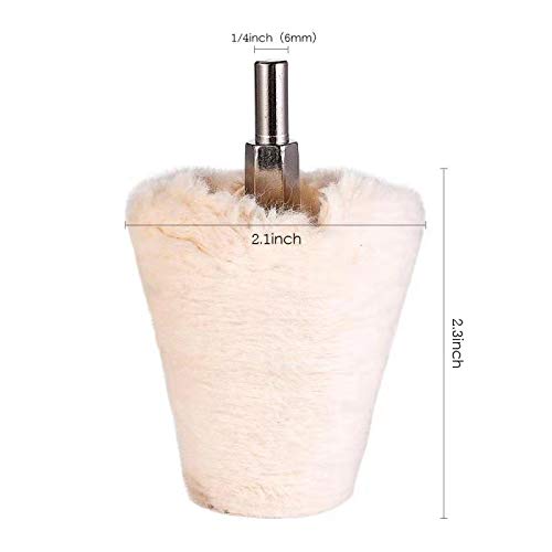 Buffing Polishing Wheel For Drill - White Polishing Wheel Cone/Column/Mushroom/T Shape 2/3/4 inch Wheel Grinding Head With 1/4'' Handle For Manifold/Aluminum/Stainless Steel/Chrome,6Pcs