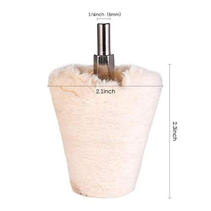 Buffing Polishing Wheel For Drill - White Polishing Wheel Cone/Column/Mushroom/T Shape 2/3/4 inch Wheel Grinding Head With 1/4'' Handle For Manifold/Aluminum/Stainless Steel/Chrome,6Pcs