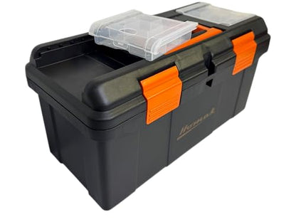 Homak Plastic Tool Box with Tray and Dividers, Black, 22 Inches | With Tray, With Dividers - size: 22-Inch