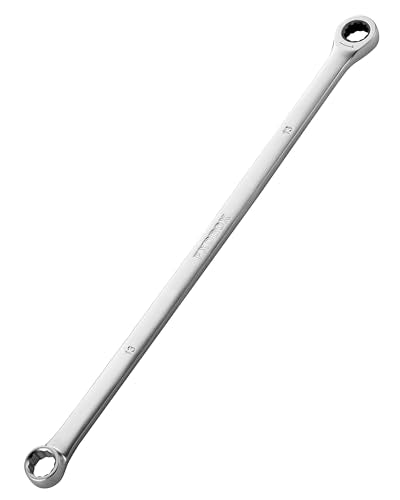 toolant 13mm Extra Long Ratcheting Wrench Metric 90-Tooth | 90-tooth ratchet with 4° swing arc, CR-V steel construction and extra-long design provide smooth access and higher torque - size: 13mm
