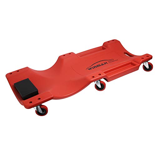 WINTOOLS Low Profile Red 40 Inch Creeper Garage Plastic Rolling Car Repair Mechanic Cart