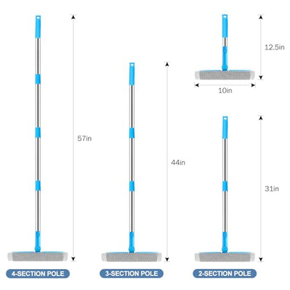 SetSail Window Squeegee, 2 in 1 Window Cleaner Tool with 57-in Extension Pole and Sponge Professional Squeegee for Window Cleaning Car Windshield Glass Shower, Blue