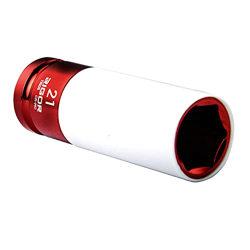 RIGOR 11505 21mm Non-Marring Lug Nut Socket | Wheel Protector Impact Socket | 1/2" Drive, 6 Point, CR-MO, Metric - size: 21mm