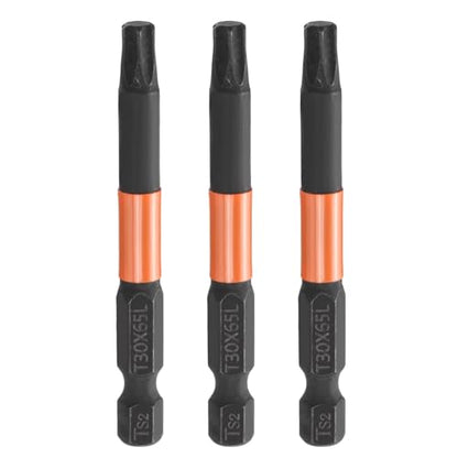 HARFINGTON 3pcs T30 Torx Head Screwdriver Bit 2.56" (65mm) Long 1/4" Hex Shank Magnetic No Hole Tamper Proof 6 Point Star Screw Driver Drill Bits Phosphate S2 Steel Industrial Power Tools - size: T30