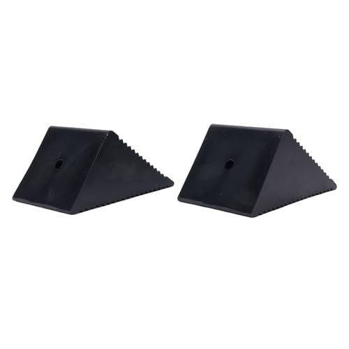 Sorandy Rubber Wheel Chocks, 2Pcs 5x3x2-1/2in Mini Wheel Stoppers for ATVs, Riding Lawnmowers and Gas Powered Scooters, Non Slip, Heavy Duty, Black