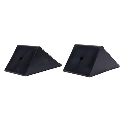 Sorandy Rubber Wheel Chocks, 2Pcs 5x3x2-1/2in Mini Wheel Stoppers for ATVs, Riding Lawnmowers and Gas Powered Scooters, Non Slip, Heavy Duty, Black