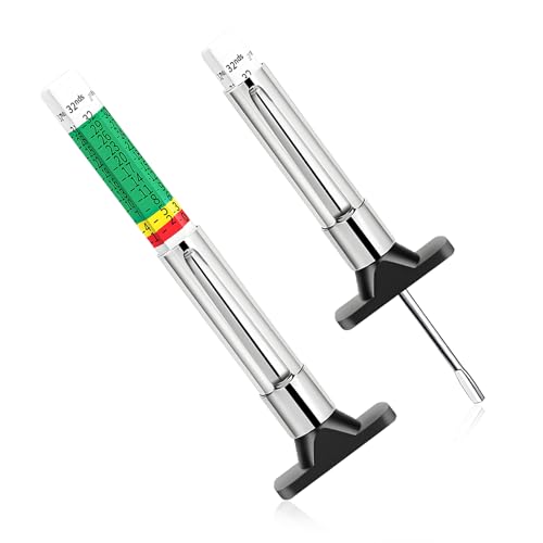 2PCS Car Tire Tread Depth Gauge, Color Coded Accurate Tyre Depth Measurement Tool in 32nds, Professional Six-Sided Tire Wear Checker Universal Fit for Cars Trucks Motorcycles - color: 2pcs