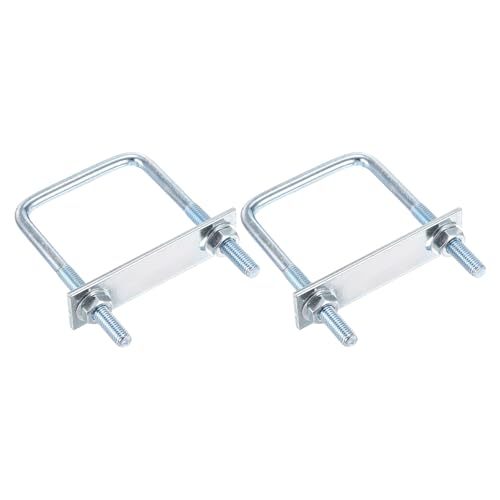 DTGN M8x60x100mm U Bolts Square Kit - 2Set - Carbon Steel U-Bolt Kit with Nuts, Washers, Frame Plate - Good for Pipe, Trailer, Automotive, Leaf Spring Fastener - size: M8x60x100mm