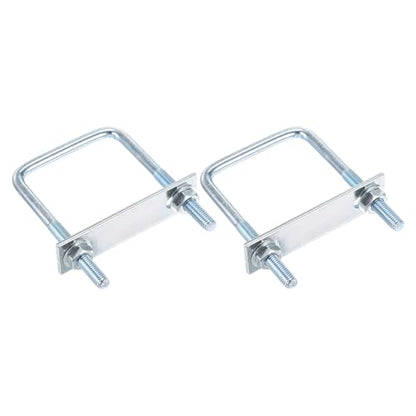 DTGN M8x60x100mm U Bolts Square Kit - 2Set - Carbon Steel U-Bolt Kit with Nuts, Washers, Frame Plate - Good for Pipe, Trailer, Automotive, Leaf Spring Fastener - size: M8x60x100mm