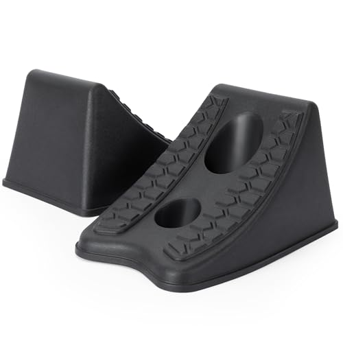 TONDA Wheel Chocks, Heavy Duty Wheel Wedge for Car, Travel Trailer, RV - 8"×4.7"×4.7" - 2 Pack, Black - color: 2 PACK