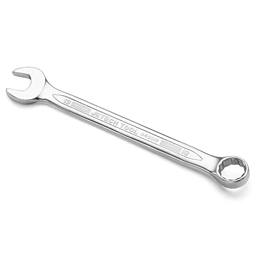 Jetech 19mm Combination Wrench, Metric 12-Point Chrome Vanadium Steel Spanner, Industrial Grade with 15-Degree Offset, Sand Blasted Finish, Heat-Treated Forged Tool - size: 19mm
