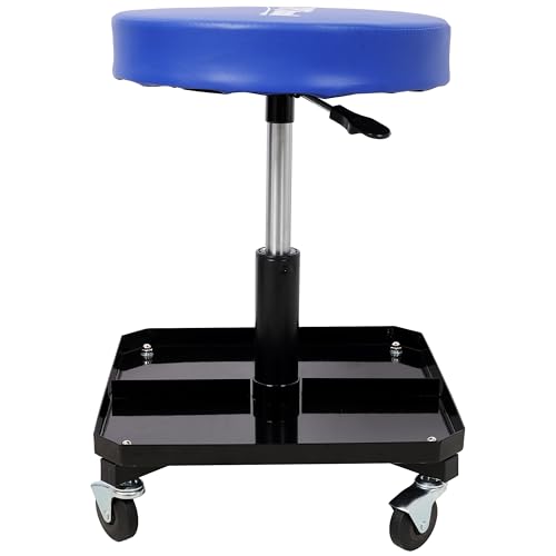 250 LBS Rolling Pneumatic Creeper Stool - Adjustable Mechanic Seat with Tool Tray & 360° Casters for Garage Workshop Automotive Repair Heavy Duty Mobile Work Stool
