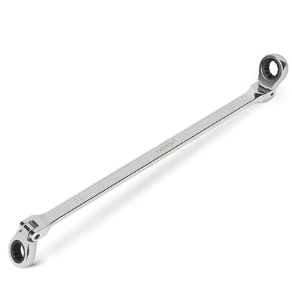 DISEN 12-13mm Extra Long Flex Head Ratcheting Wrench set, Double Box End Long Reach Ratchet Wrench, CRV Steel, Metric - style: Single Pack