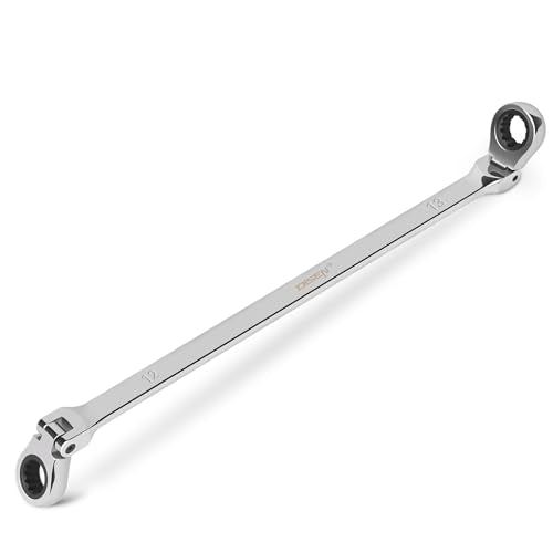 DISEN 12-13mm Extra Long Flex Head Ratcheting Wrench set, Double Box End Long Reach Ratchet Wrench, CRV Steel, Metric - style: Single Pack