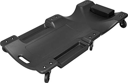 Torin ATRP6240B Blow Molded Plastic Rolling Garage/Shop Creeper: 40" Mechanic Cart with Padded Headrest, Dual Tool Trays and 6 Casters, Black - style: Plastic 40" creeper