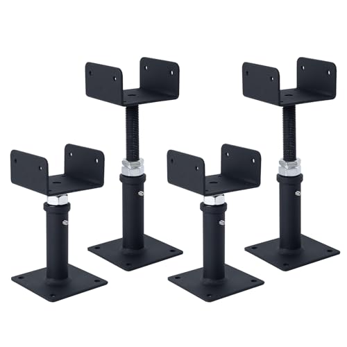 4 Pack U-Shaped Floor Jack, Heavy Duty Adjustable Steel Telepost with U-Head for 4x2, 4x4, 4x6 Joists, 6-9 Inch Adjustment Range, Screw Jack Post for Beam Support & Leveling - size: 6-9