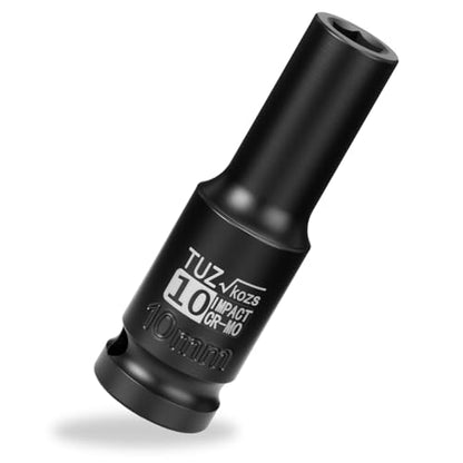 1/2 Inch Drive 10mm Deep Metric 6 Point CR-MO Impact Socket | Radius Corner Design,Square Chamfered Opening,Axle Nut Impact Grade Socket for Easy Removal - size: 1/2” Drive 10mm Deep, style: 1/2" Drive Deep Socket